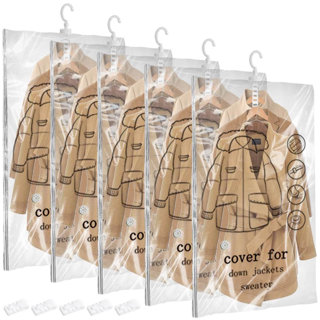 5 Stück Vakuumbeutel für Kleidung, 110x70cm Vakuumierbeutel kleidung, Vacuum Bags for Clothing Mit K