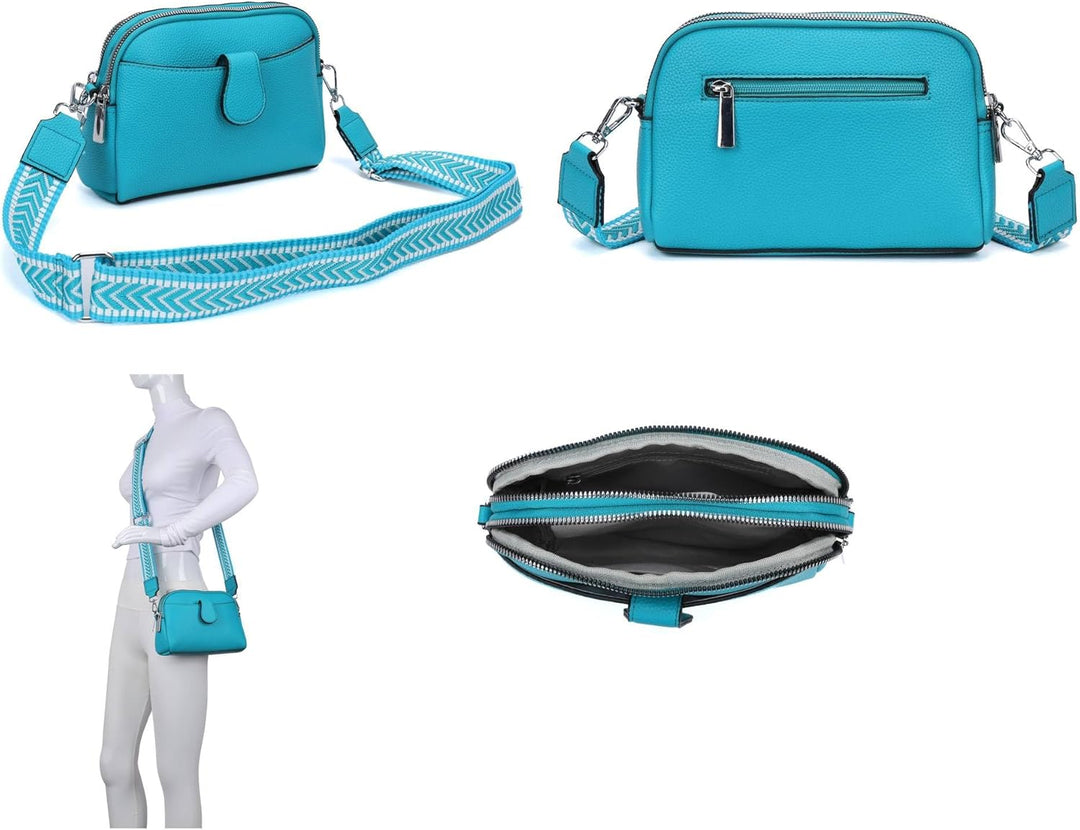 OBC Damen Tasche Crossbody Umhängetasche Bodybag Schultertasche Metallic Handytasche Crossover Kunst