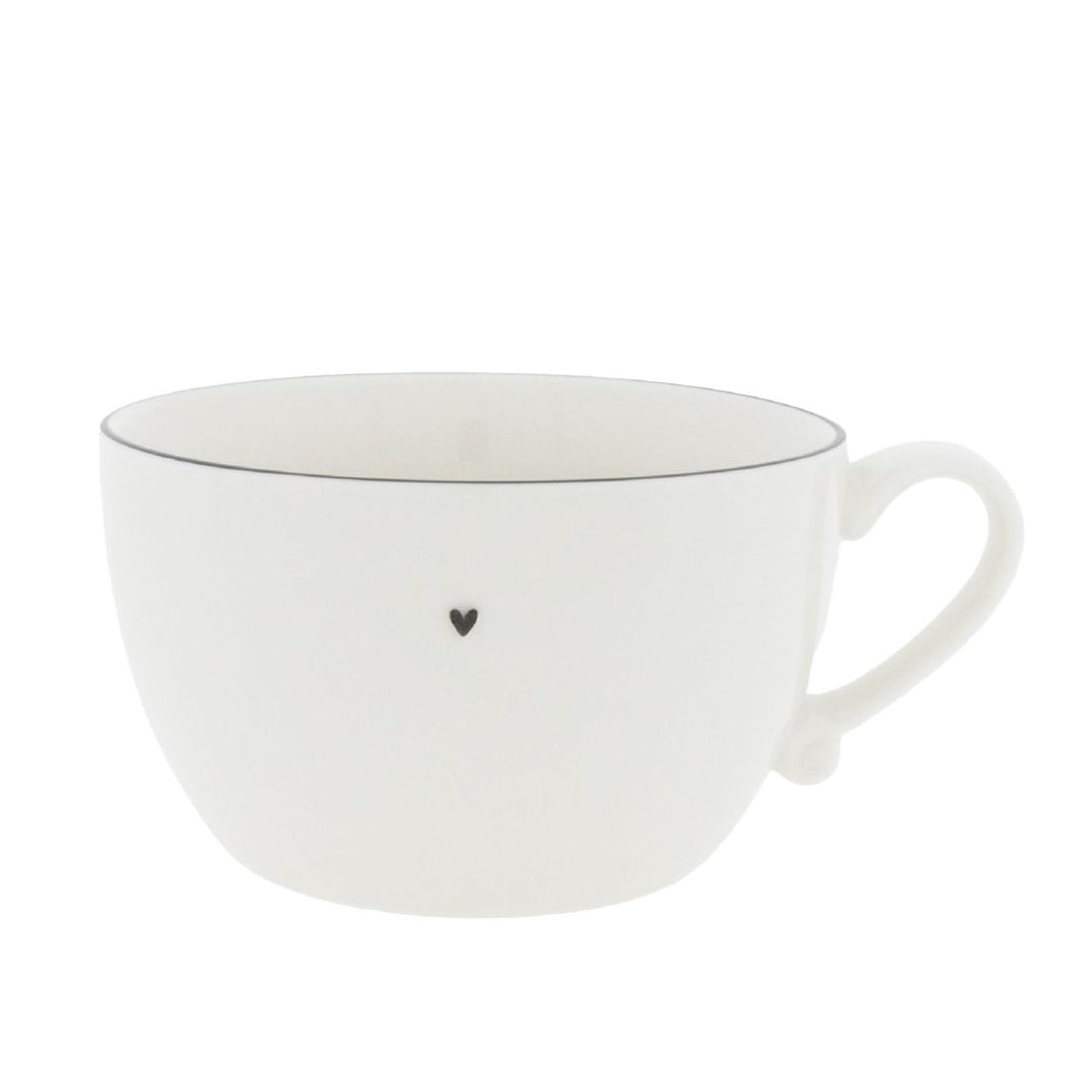 Bastion Collections Soup Bowl Little Heart mit Henkel Keramik Weiss schwarz D15cm Keramikgeschirr Su