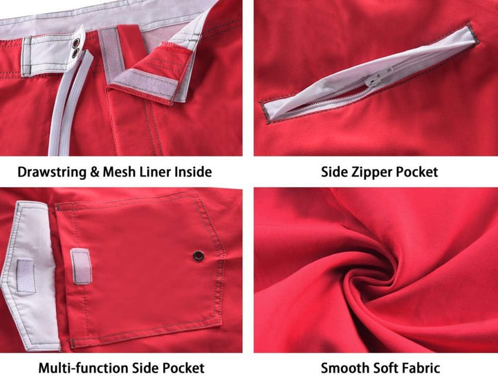 Nonwe Men's Sportwear Quick Dry Board Shorts with Lining 32 Red-207, 32 Red-207