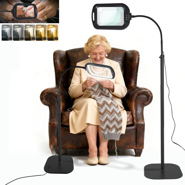 10X 30X Standlupe mit Licht und Ständer, 3 in 1 Lupenlampe mit 60 LED, Rechteckige Schwanenhals Lupe