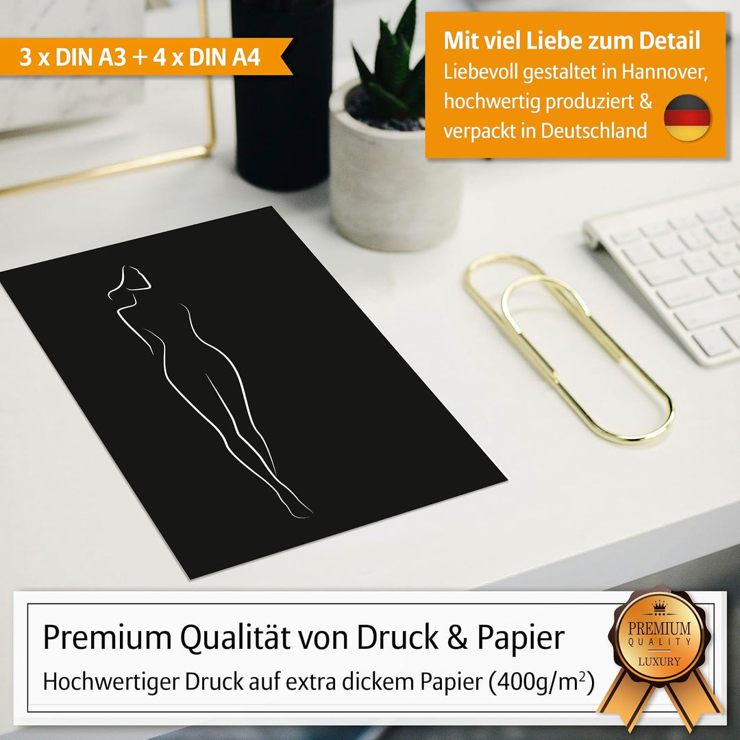Hyggelig Home Premium Poster Set - 7 passende Bilder im stilvollen Set - Collage Bild Wand Deko - Se