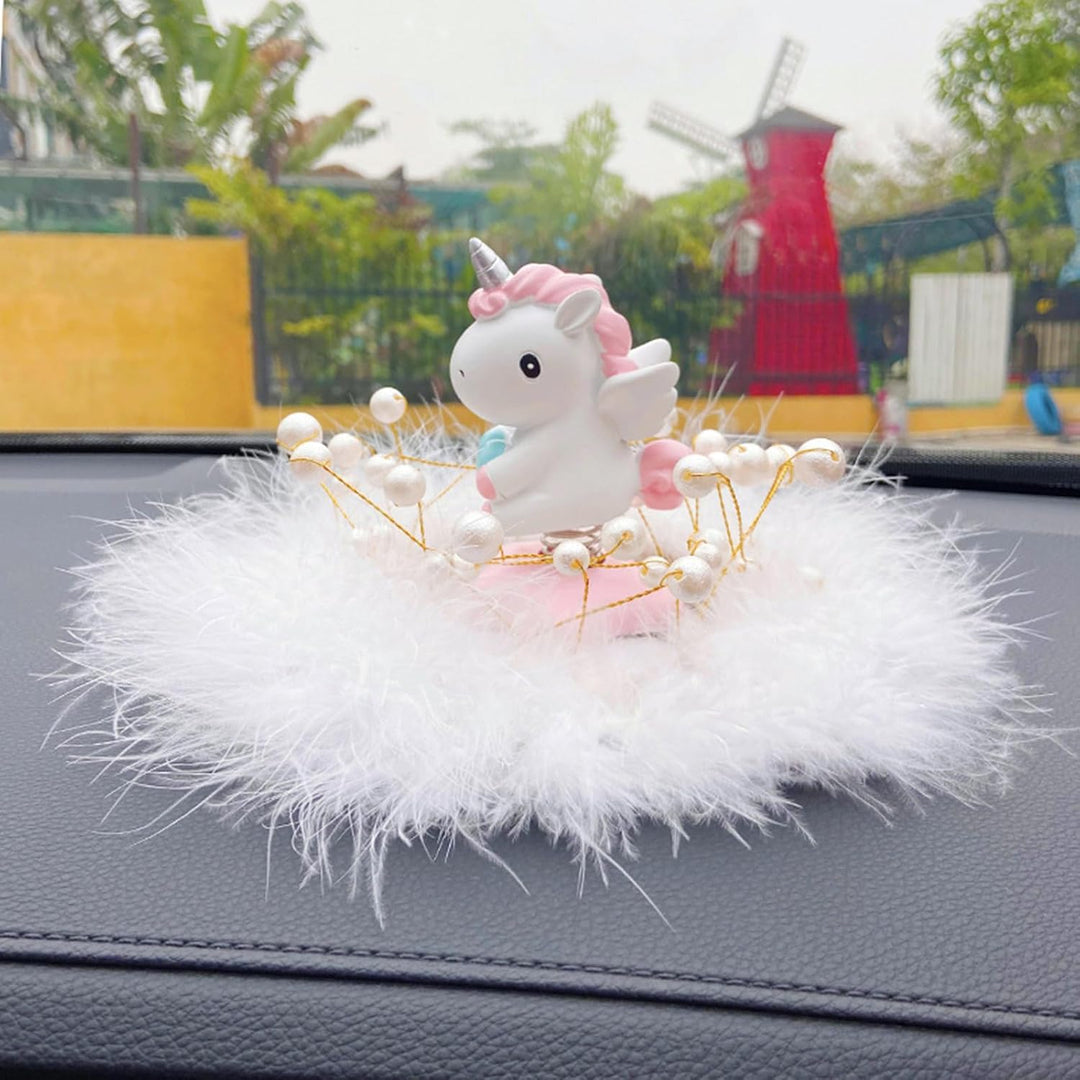 2 Stücke Wackelfigur Einhorn Figuren,Einhorn-Wackelfigur mit Wackelkopf Einhorn Auto Ornament Autozu
