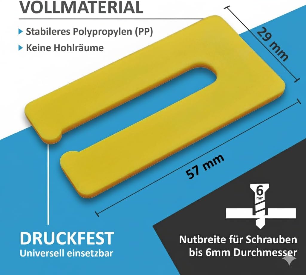 My Plast Ausgleichsplättchen - Abstandshalter - 1/2/3/4/6/8 mm, 150 Stück 150 Stück- 25 St. 1,2,3,4,