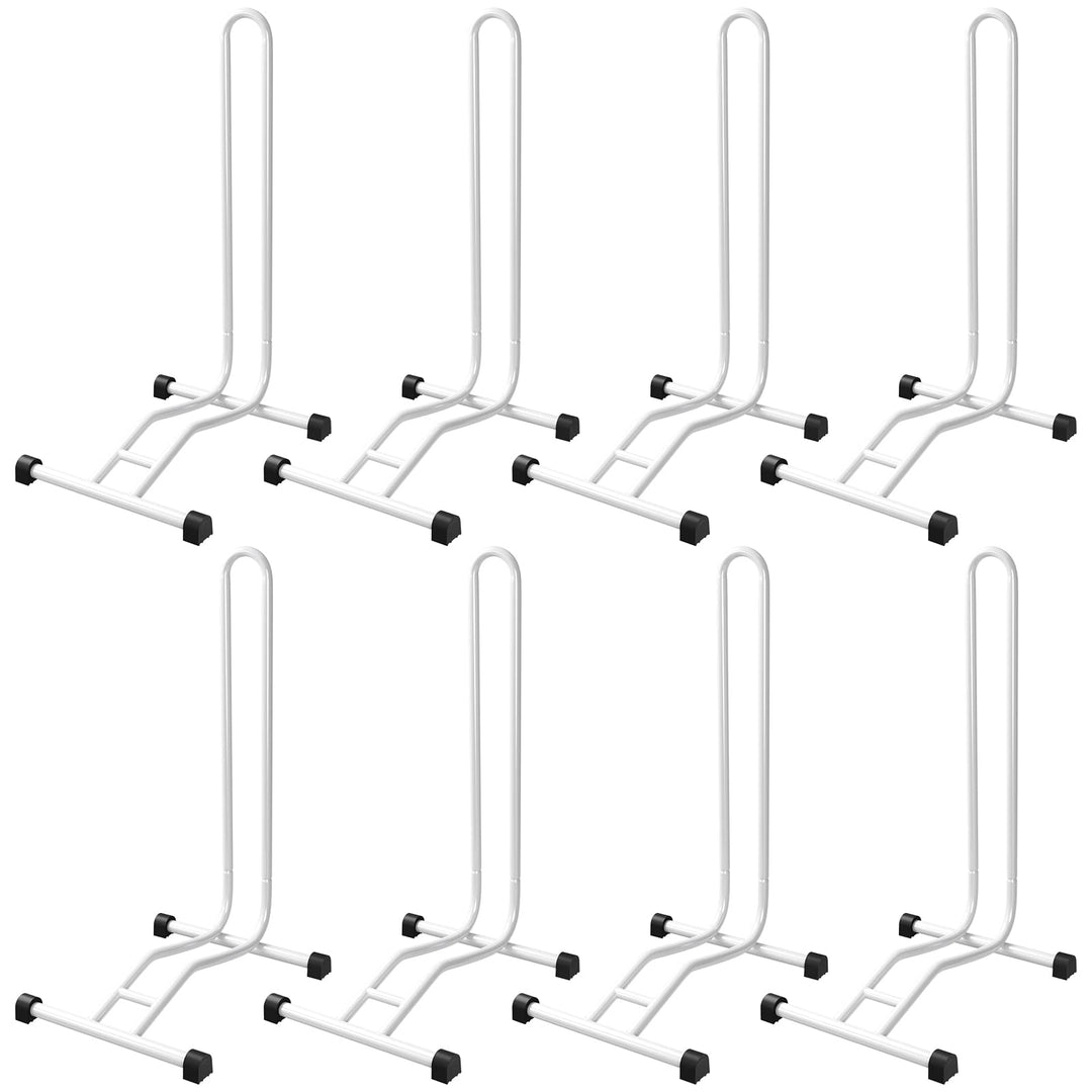 8 x WELLGRO Fahrradständer - Stahl, sicherer Stand - Farbe weiss