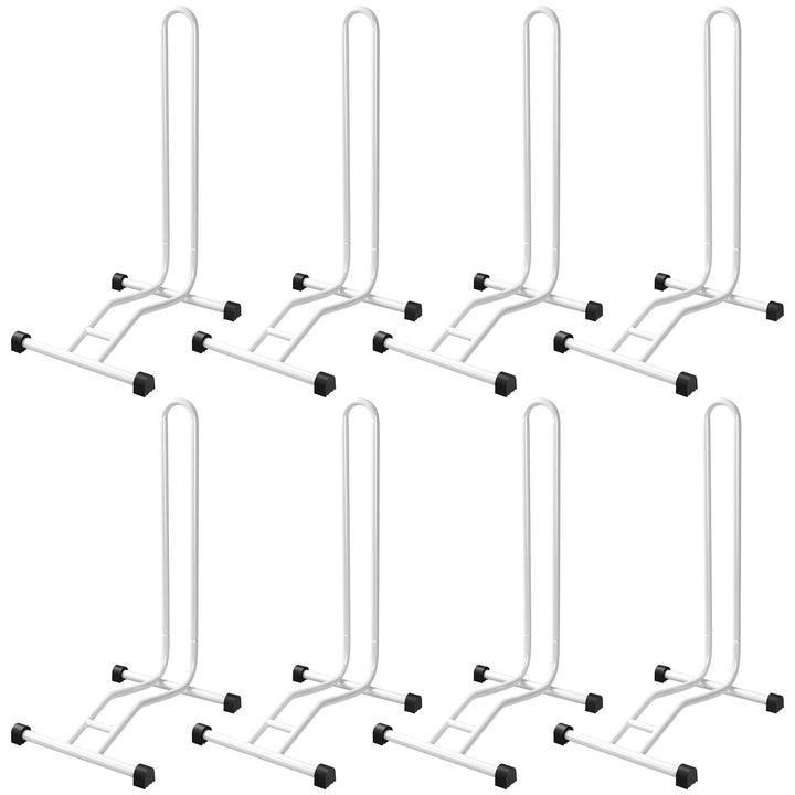 8 x WELLGRO Fahrradständer - Stahl, sicherer Stand - Farbe weiss