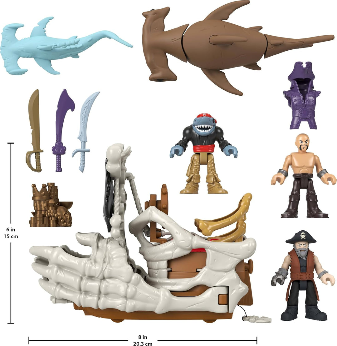 Fisher-Price Imaginext Billy Bones Piraten-Bundle-Spielset mit 3 Actionfiguren, einem Spielzeugboot