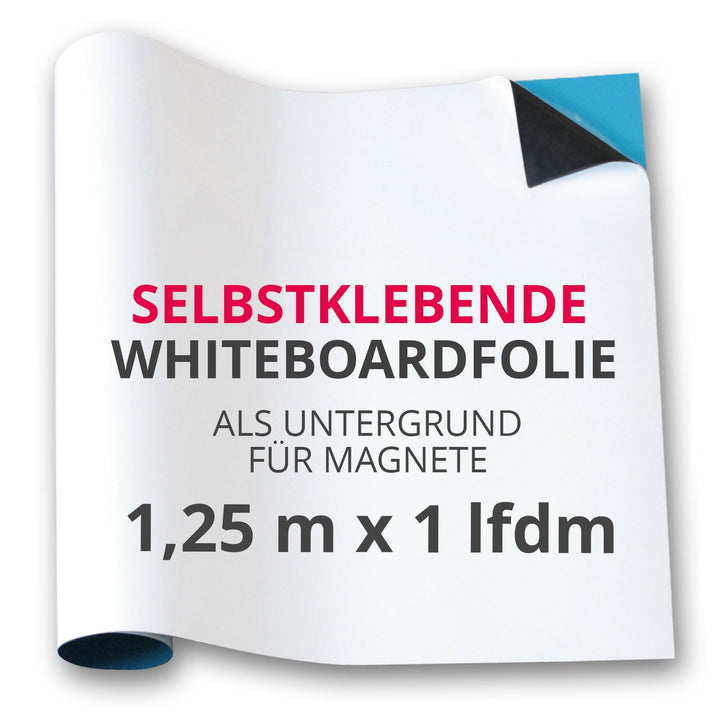 Ferrofolie Whiteboard-Folie selbstklebend I 1,25 m x 1 lfdm (Rolle) I flexibel beschreibbar abwischb