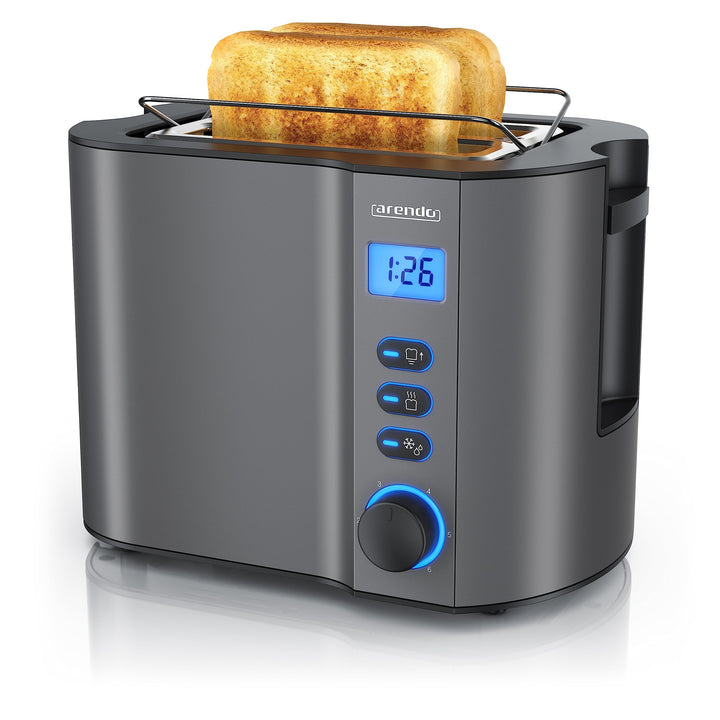 Arendo - Toaster 2 Scheiben Edelstahl mit Restzeitanzeige - 800 Watt - Doppelwandgehäuse - Integrier