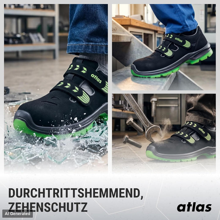 Atlas SL 265 XP Green ESD Sicherheitschuhe Arbeitsschuhe für Herren und Damen S1P leicht, Aluminiumk