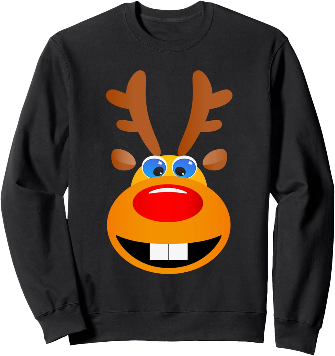 Lustiges Rote Nase Rentier Rudolf Familie Kinder Weihnachts Sweatshirt