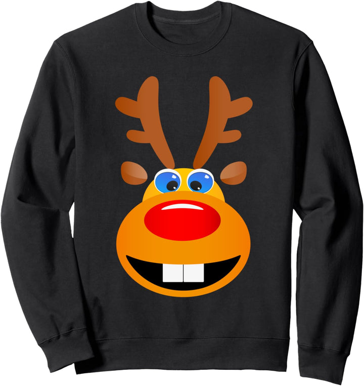 Lustiges Rote Nase Rentier Rudolf Familie Kinder Weihnachts Sweatshirt