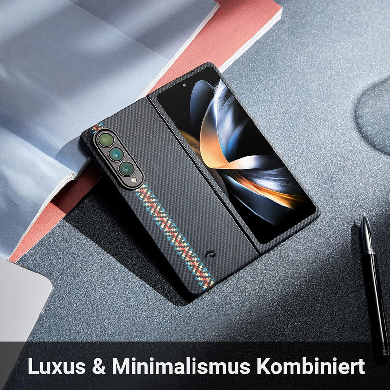 pitaka Ultradünne Hülle für Samsung Galaxy Z Fold 4 Leichte Handyhülle aus 600D Aramidfaser Kratzfes