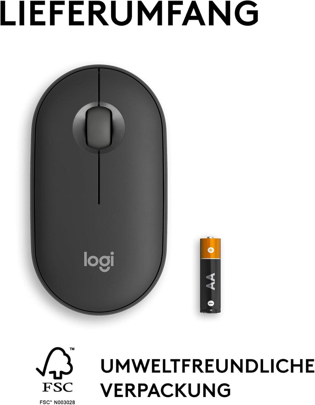 Logitech Pebble Mouse 2 M350s schlanke kabellose Bluetooth-Maus, mobil, leicht, anpassbare Taste, le