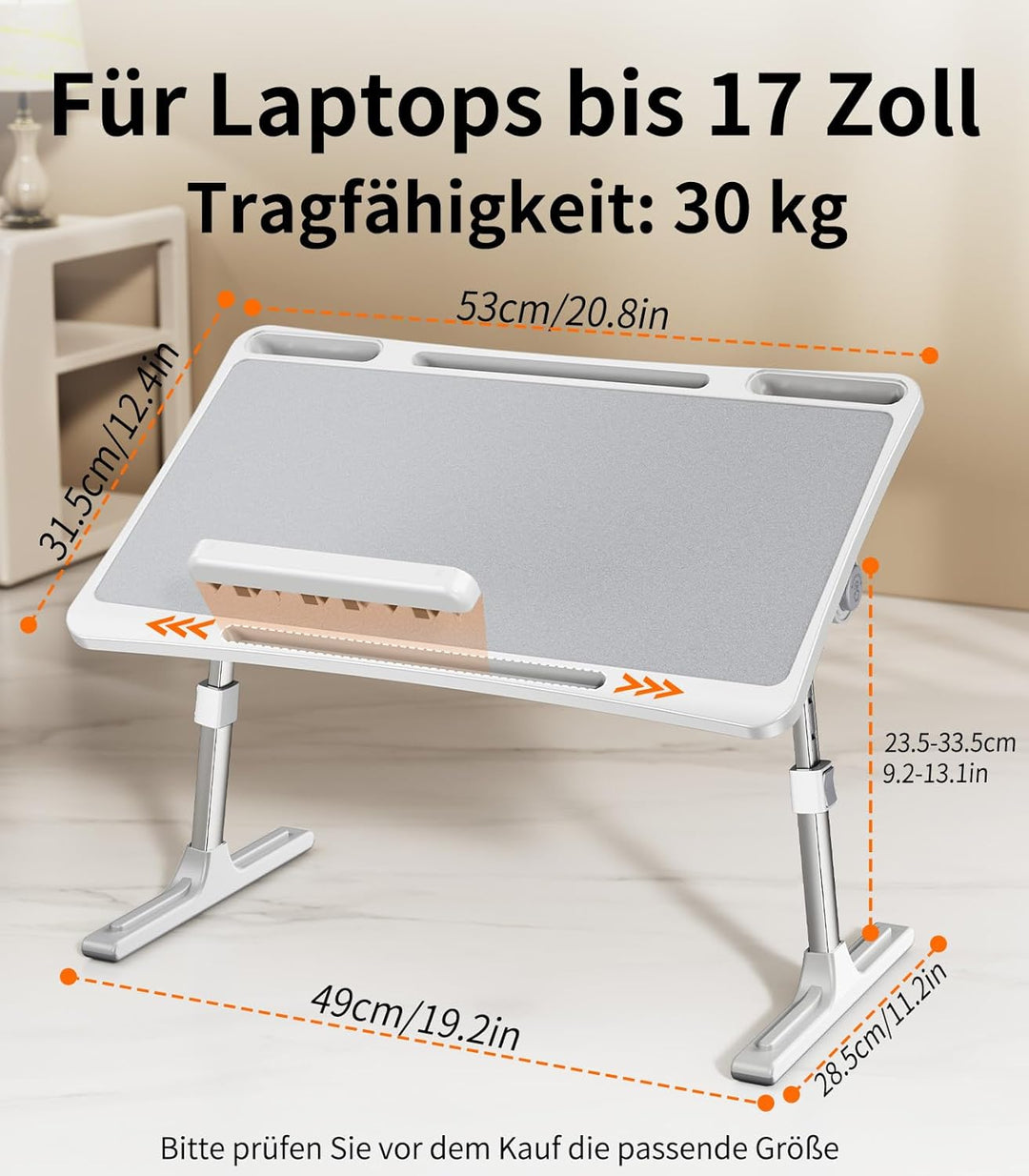 Laptoptisch Betttisch,Klappbar Laptop Tisch Höhenverstellbar Lapdesk für Bett Tabletttisch,Laptop St