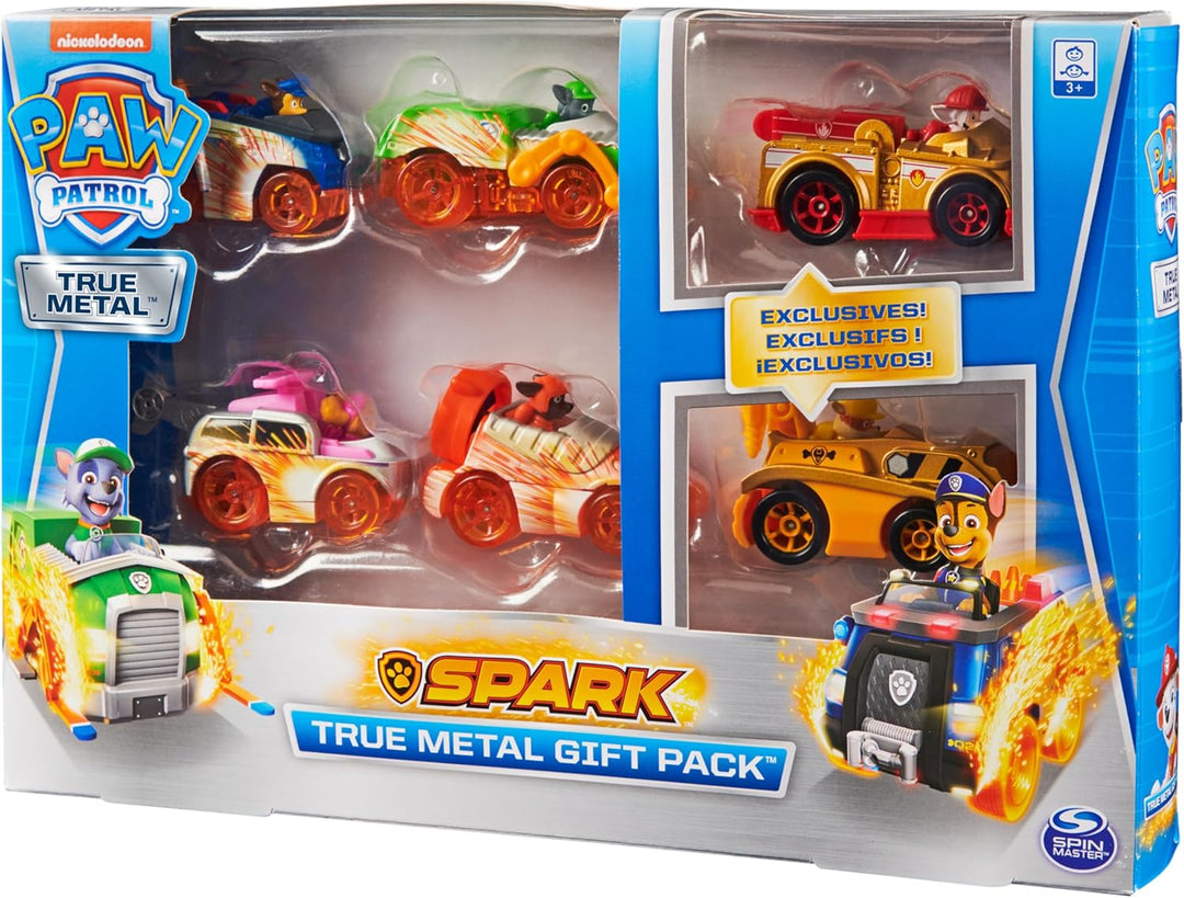 PAW Patrol True Metal Geschenkset mit sechs Metall - Fahrzeugen - Spark Version Geschenkset - Spark