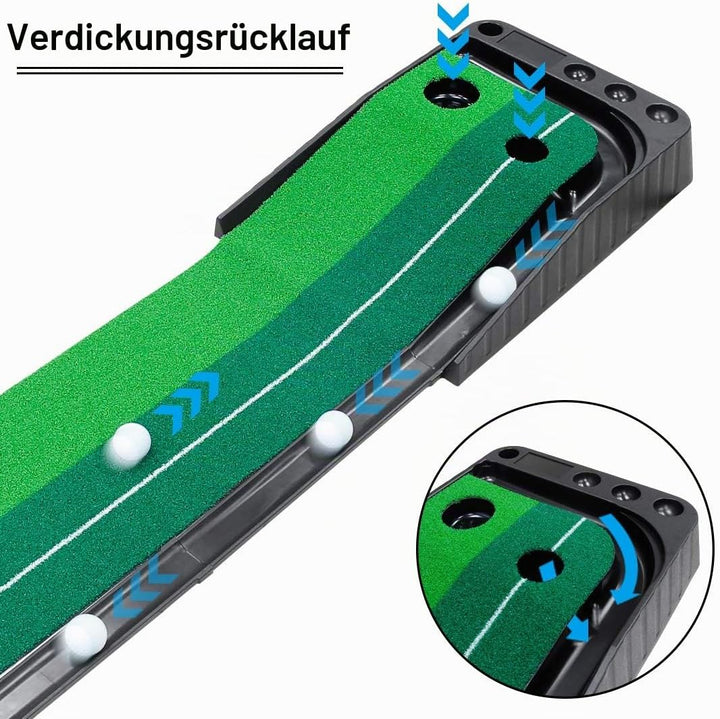 Signstek Golf Putting Matte mit automatischer Ballrückgabe Schwarz - 3 Bälle, Sofort Einsatzbereit,