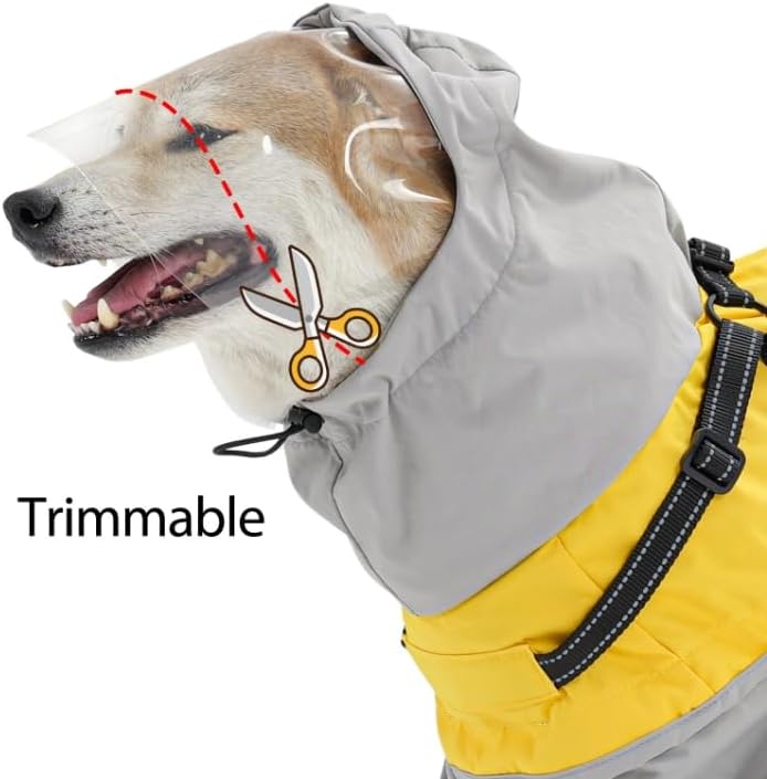 LIANZIMAU Regenmantel Hund Hunderegenmantel Wasserdicht mit Transparenter Kapuze - Reflektierender H