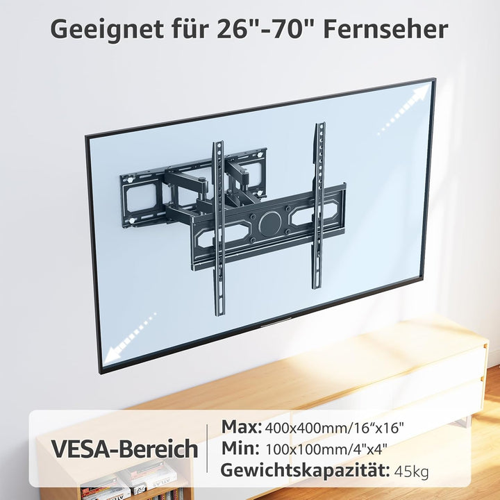 MOUNTUP TV Wandhalterung Schwenkbare Neigbare TV Halterun für 26-70 Zoll Flach &amp; Curved LCD LED Fern