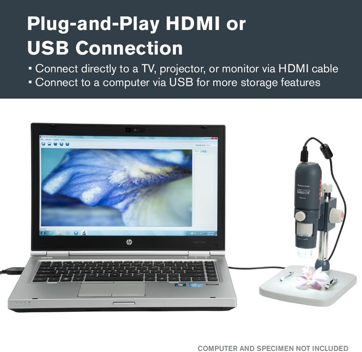 Celestron 44316 MicroDirect 1080P HDMI digitales Hand-Mikroskop, 10- bis 220-fache Vergrösserung, Gr