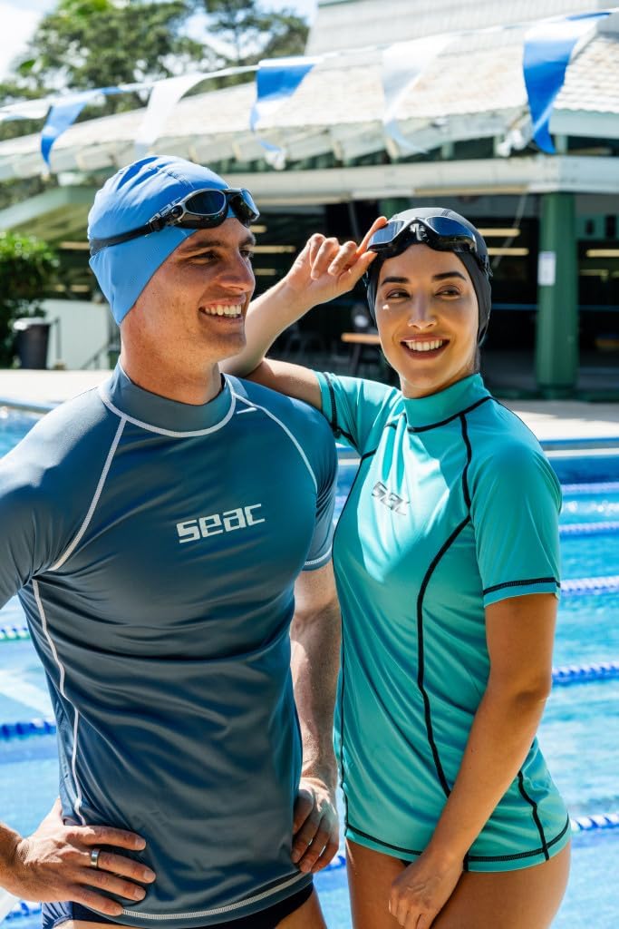 Seac T-Sun Short Lady, Rash Guard zum Schwimmen, Surfen, Tauchen, UV-Schutz Weiss/Schwarz S, Weiss/S