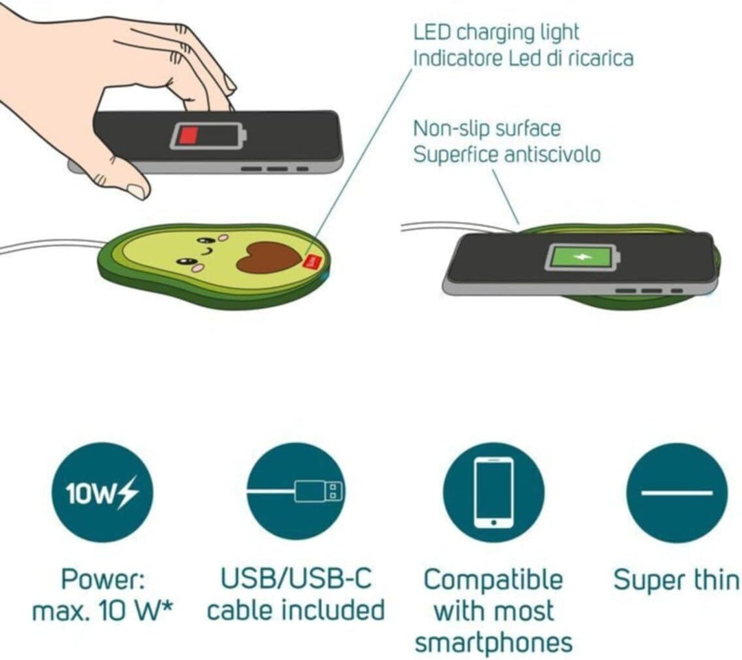 Legami Super Fast - Kabellose , Apple,Iphone 8, Aufladestation - Avocado Mehrfarbig (Avocado), Mehrf