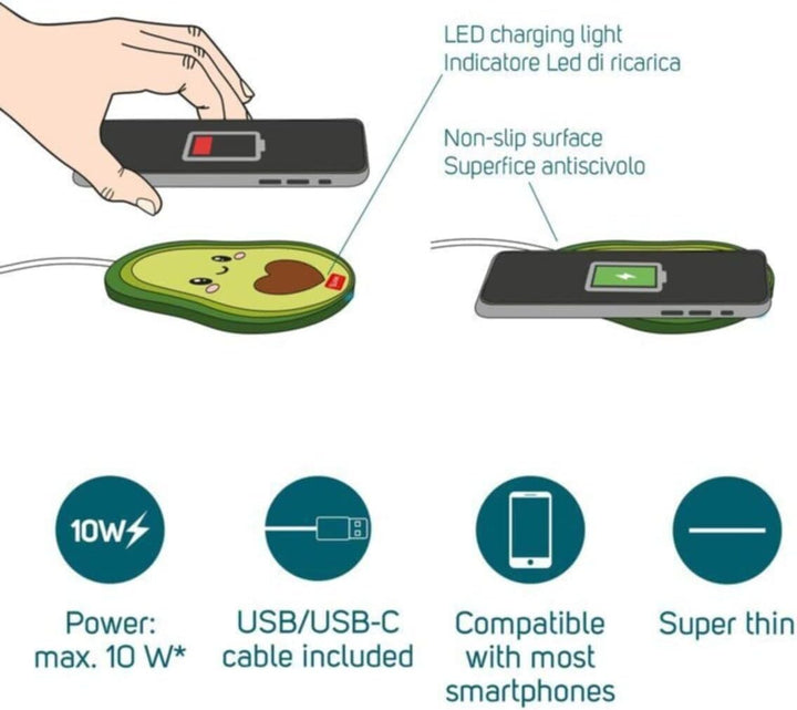 Legami Super Fast - Kabellose , Apple,Iphone 8, Aufladestation - Avocado Mehrfarbig (Avocado), Mehrf