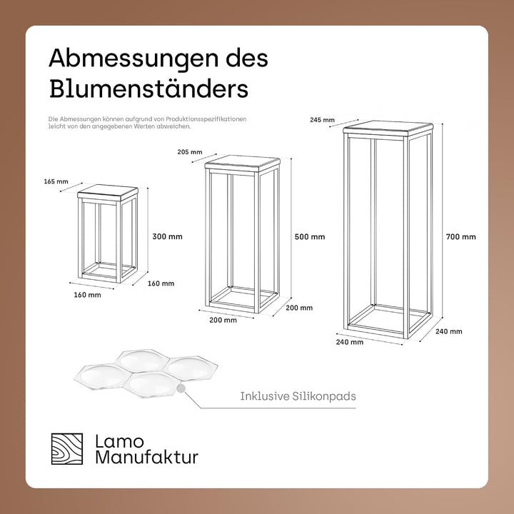 LAMO Manufaktur Pflanzenständer Set - 3 Stücke 30/50/70 cm | Blumenständer Weiss Metall | Blumenhock