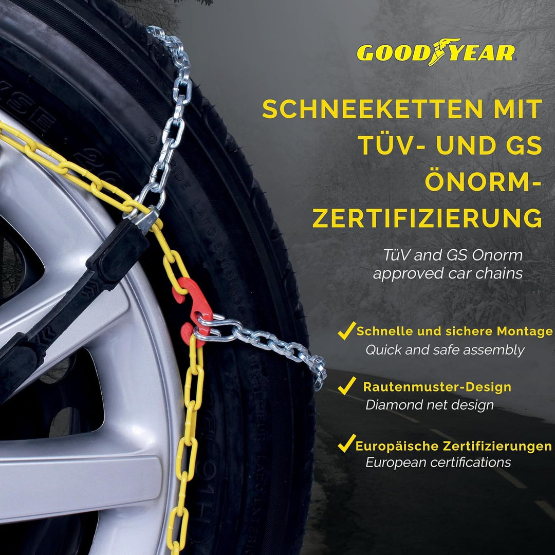 Goodyear 77906: "G9" Schneeketten, 9 mm, Grösse 80, Zertifizierung TUV und ÖNORM, 80