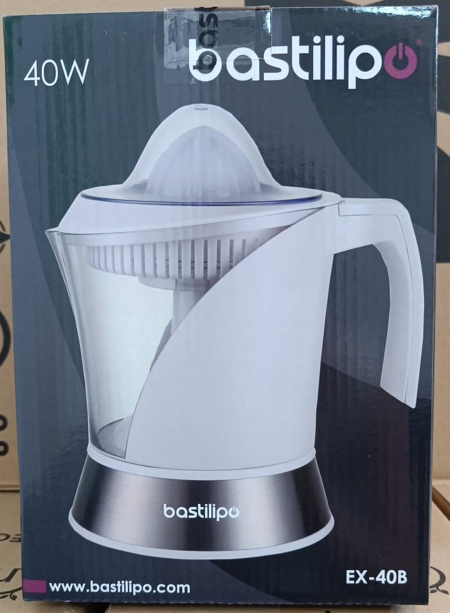 Bastilipo – 40-W-Entsafter mit 1-Liter-Krug, Weiss/Stahl, Modell EX-40B, Weiß