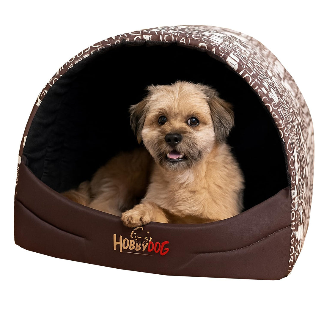 Hobbydog R3 Busnap1 Hundehütte Souffleur, Grösse 3, 55x43cm Braun Mit Wörter, L, Braun Mit Wörter BR