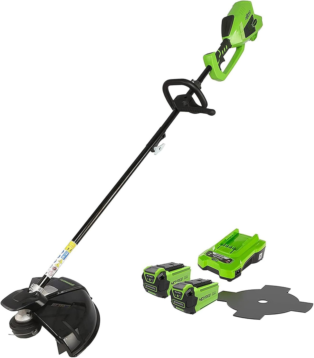 Greenworks 40V Akku Freischneider mit bürstenlosem Motor, Geschirr, verstellbarer Höhe, 40 cm Schnit