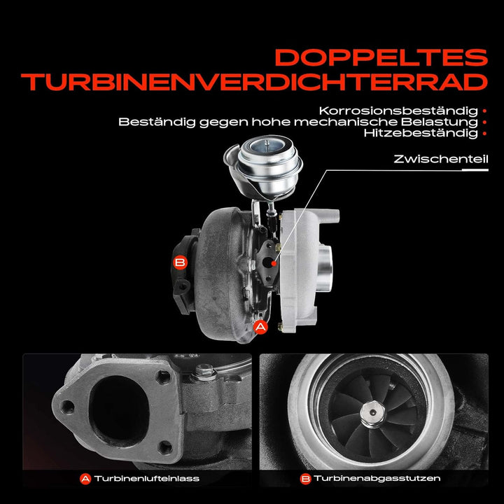 Frankberg Turbolader Kompatibel mit 5er E39 530d 2.9L 1998-2003 5er Touring E39 530d 2.9L 1998-2004