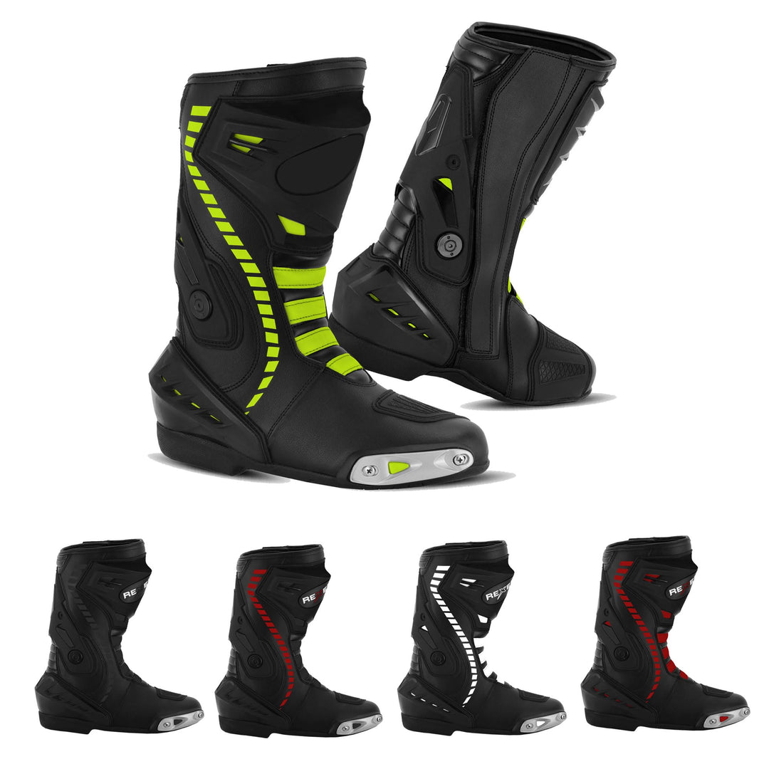 Vaster Moto Motorradschuhe für Herren, Rennstiefel aus Leder, wasserdicht, knöchellang, rutschfeste