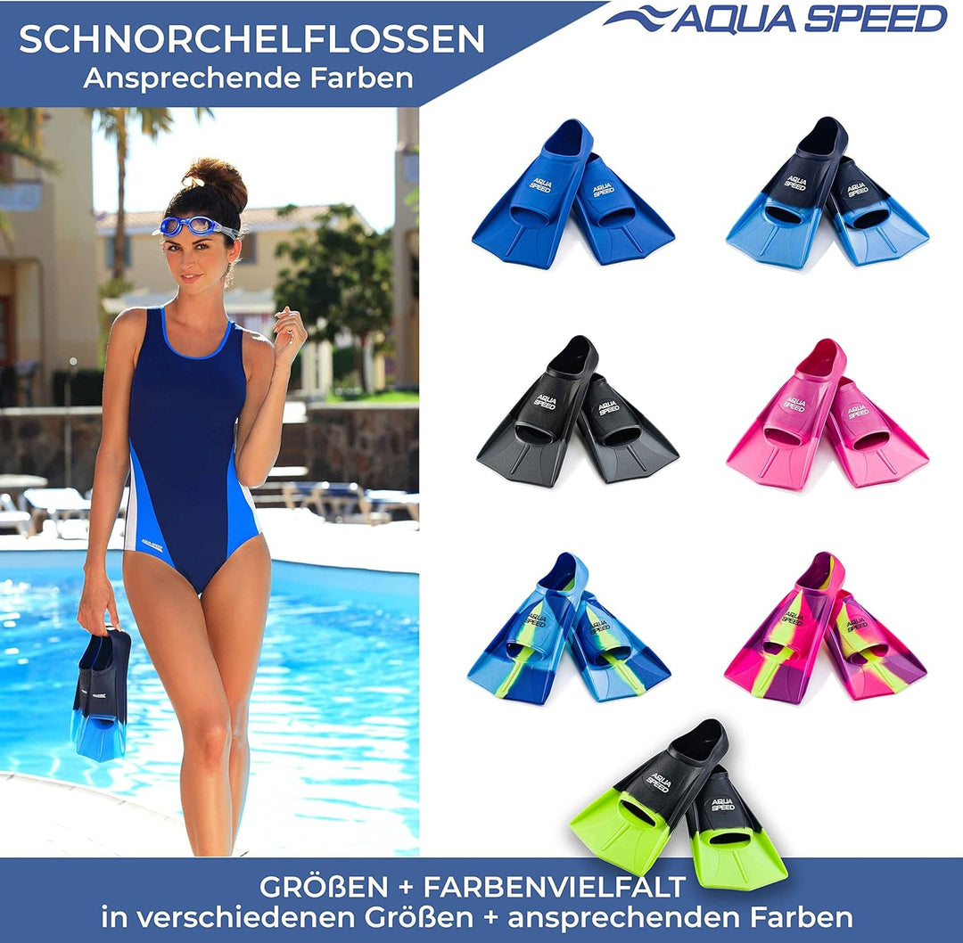 Aqua Speed Kurze Schwimmflossen für Erwachsene und Kinder I HIGH TECH | weiche Trainingsflossen I le