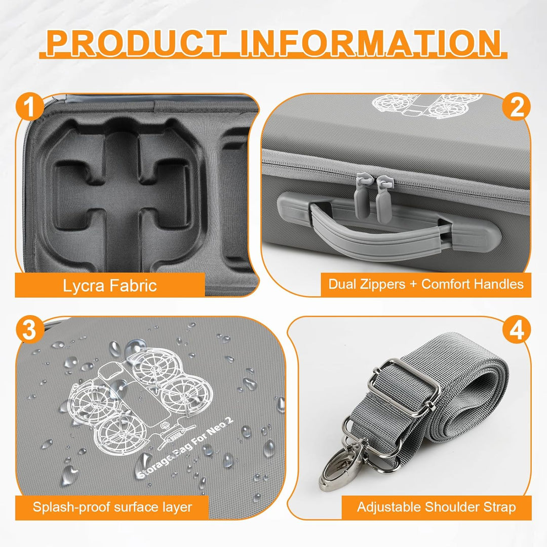 Tasche Kompatibel mit DJI Neo 2, PU Tragetasche Case mit Schultergurt, Leichte Schutztasche Aufbewah