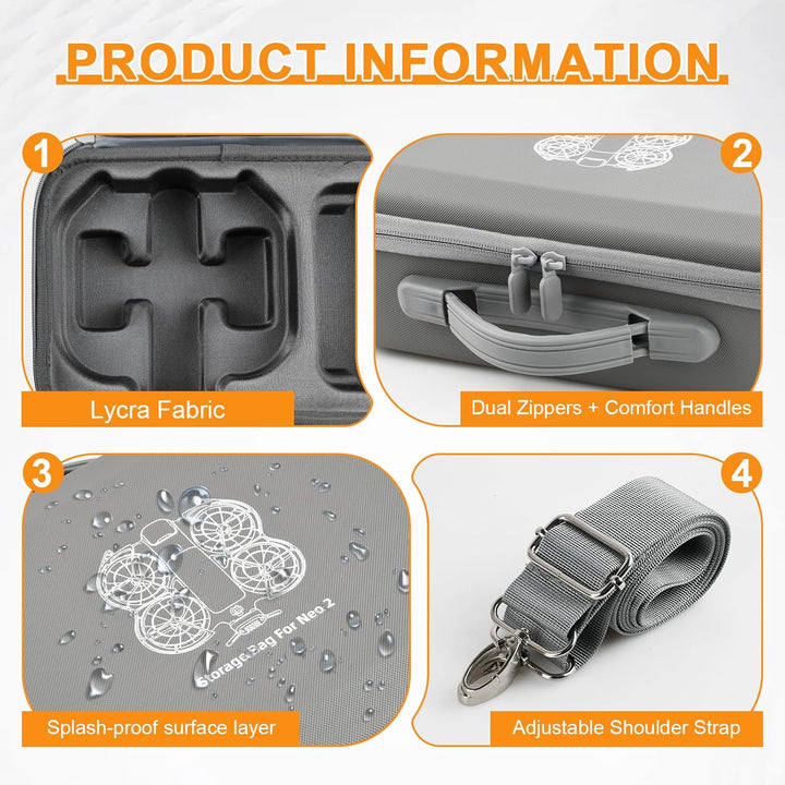Tasche Kompatibel mit DJI Neo 2, PU Tragetasche Case mit Schultergurt, Leichte Schutztasche Aufbewah