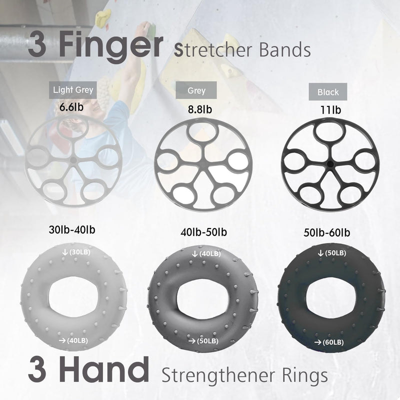 Handtrainer-Set, 10er-Pack, Fingertrainer, Grifftrainer im Paar mit Zähler, Fingerstrecker, Handgrif