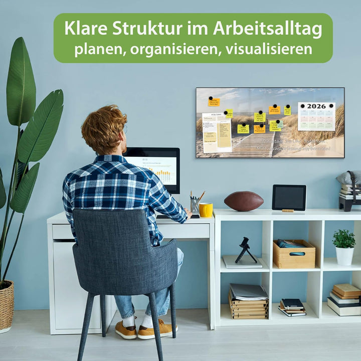 banjado Magnettafel schwarz 78 x 37cm / Magnetwand Metall/Magnetpinnwand als Memoboard/Pinnwand Magn