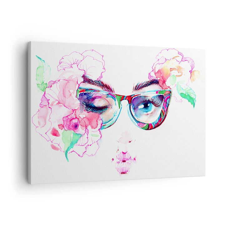 Bilder auf Leinwand Gläser Augapfel weiblich Farbe Leinwandbild 70x50cm Wandbilder Dekoration Wohnzi
