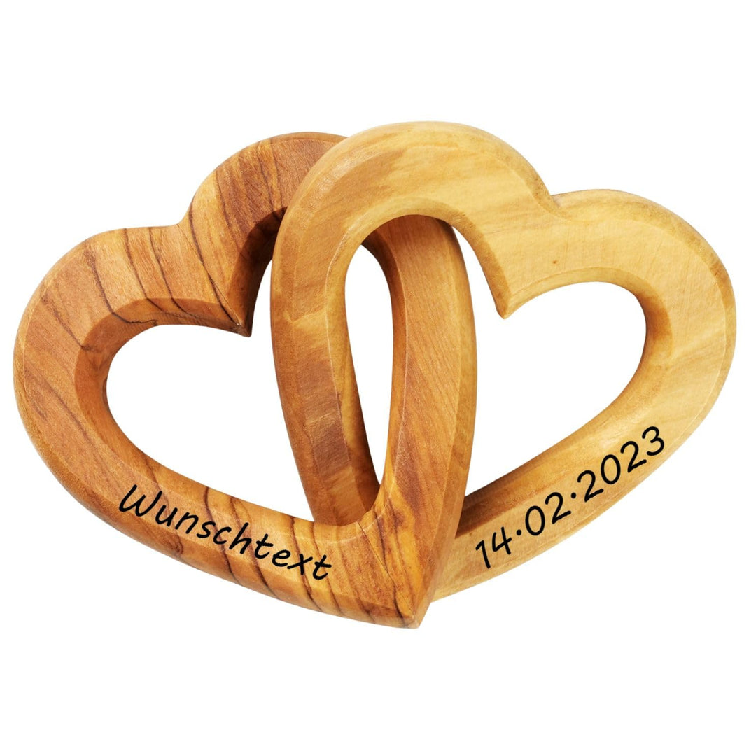 Kassis Geschenkartikel Personalisierte Olivenholz-Herzen für Brautpaar, zum Valentinstag, Jubiläum,