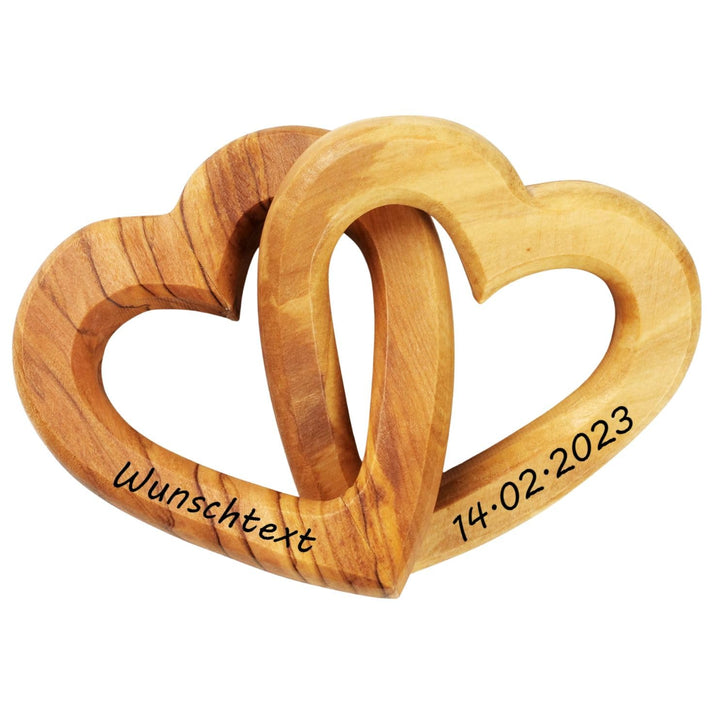 Kassis Geschenkartikel Personalisierte Olivenholz-Herzen für Brautpaar, zum Valentinstag, Jubiläum,