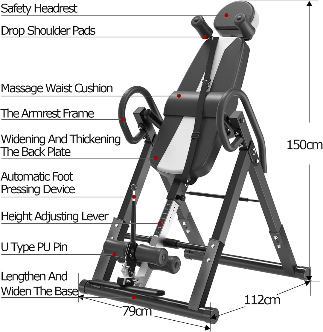 DnKelar Inversionsbank, klappbarer Schwerkrafttrainer, Inversion Table mit 3 Inversionswinkel, Strec