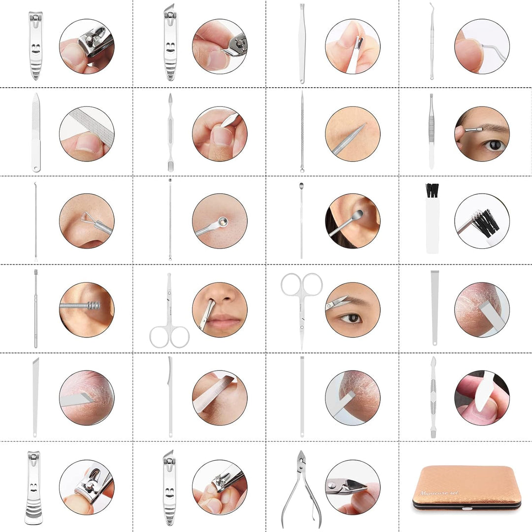 Maniküre Set 23 stücke Professionelles Nagelknipser Kit Pediküre Kit Pflegeset aus Edelstahl Nagelpf