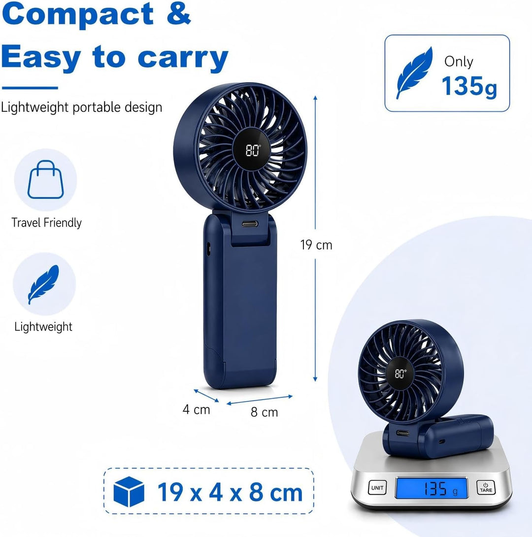 Kizozo Handventilator USB, Mini Ventilator Wiederaufladbar, Tragbar Ventilator klein, Handventilator