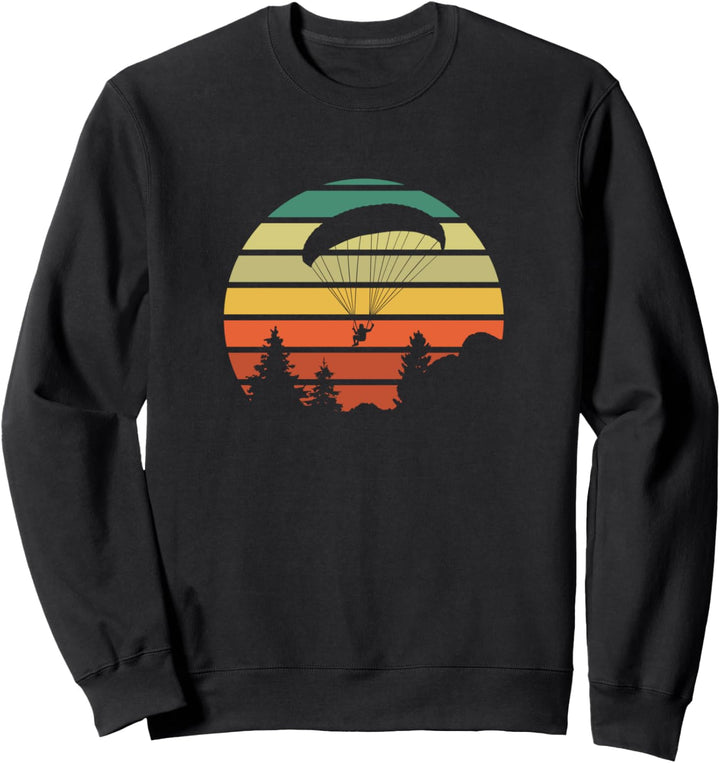 Paragleiter Design mit retro Sonne und Berg für Paraglider Sweatshirt