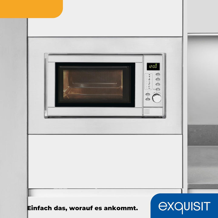 Exquisit Einbau-Mikrowelle EMW 19-7 G 900 Watt Grill 5 Leistungsstufen, Silber