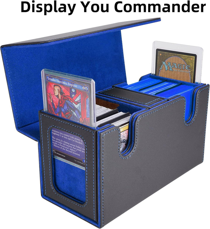 AFIING MTG Commander Kartenbox, 3-in-1 Karten-Aufbewahrungsbox für 200+ doppelt gesleevte Karten, Ma
