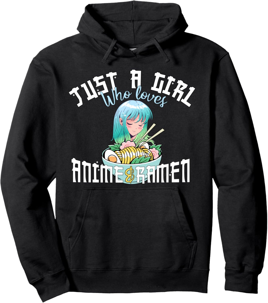 Anime Girl Shirt Just a Girl Who Loves Anime and Ramen Pullover Hoodie