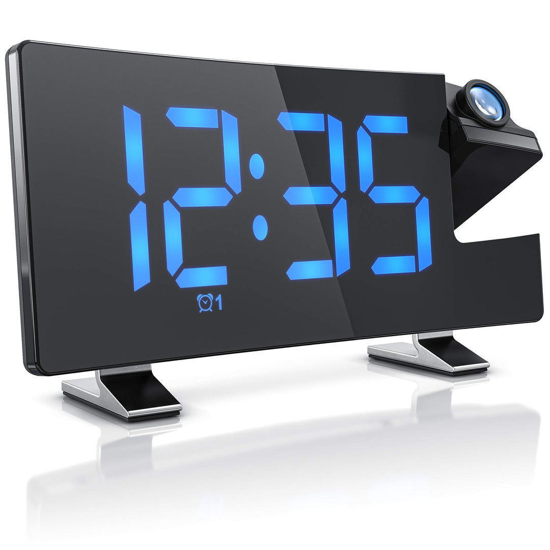 CSL - FM Radiowecker Projektionswecker digitaler Wecker - Flip-Projektionsanzeige - 2 Weckalarme – 1